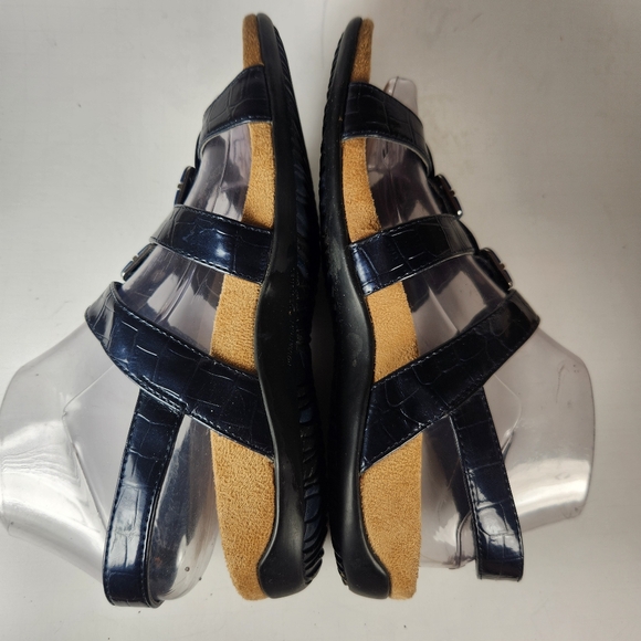 VIONIC Women's Amber Sandal 39 / 7 Blue Leather Strappy Comfort Orthotic Shoes - Picture 6 of 11